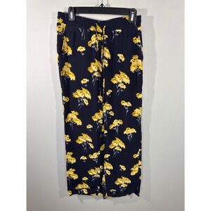Ann Taylor LOFT Women XS Navy Floral Drawstring Waist Pants NEW Bohemian Coastal